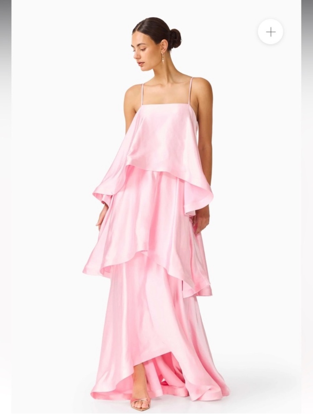 elliatt tilly pale pink tiered oversized ruffle flared maxi gown dress small NEW - Picture 3 of 14